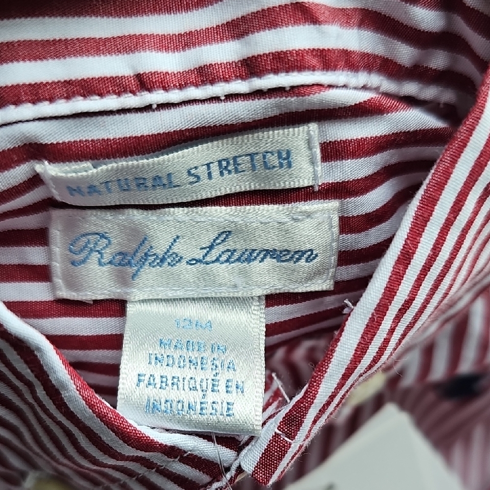 Ralph Lauren Kids Red and White Striped Button Down Shirt - Picture 4 of 9